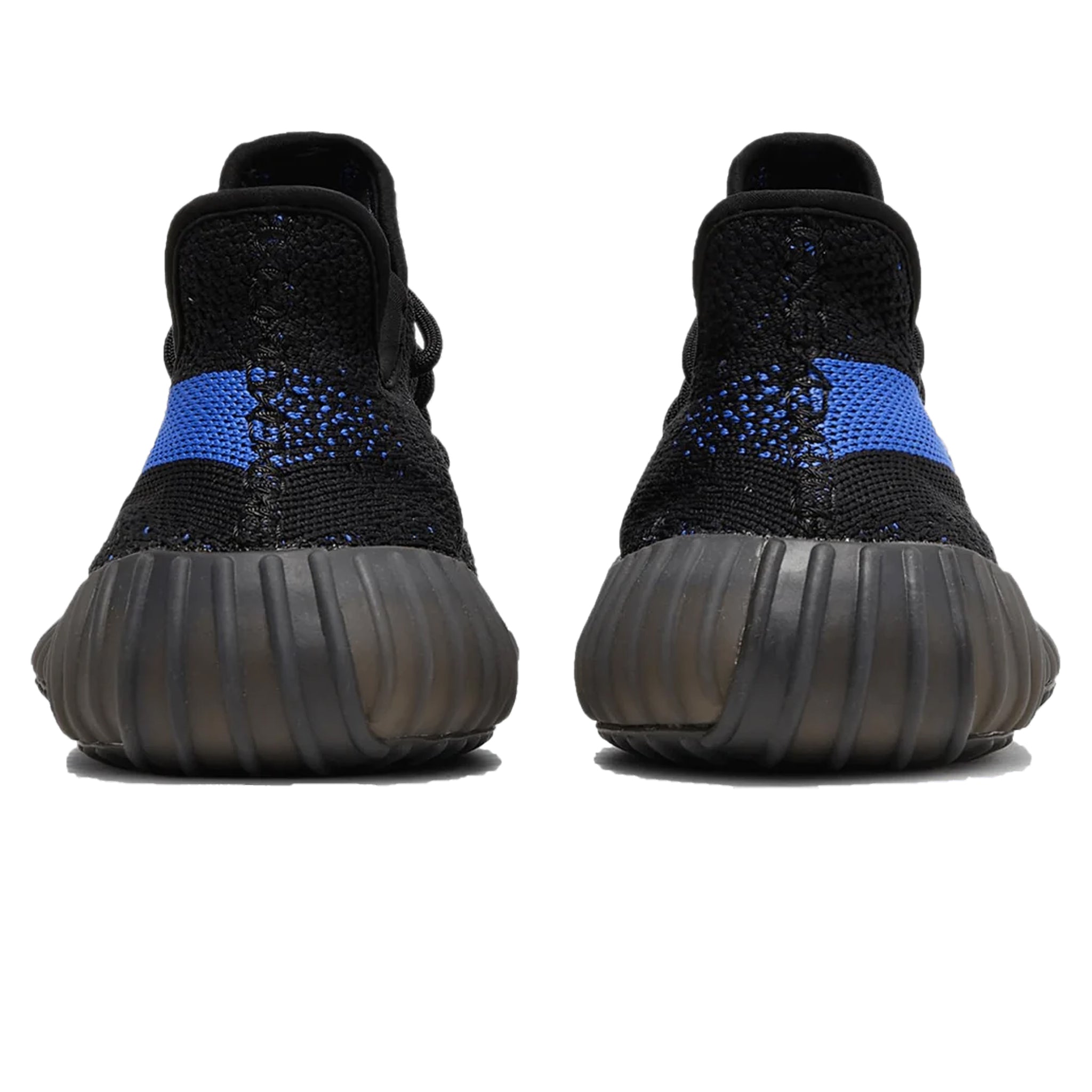 Heel view of Adidas Yeezy Boost 350 V2 Dazzling Blue GY7164